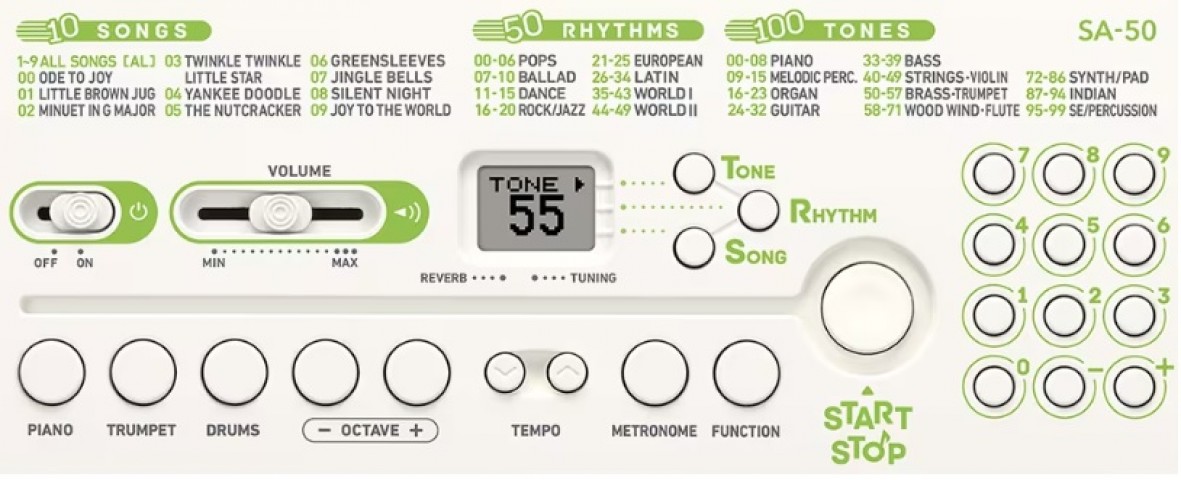 Casio SA-50H2 32 Tuşlu Beyaz Mini Org küçük görsel 4