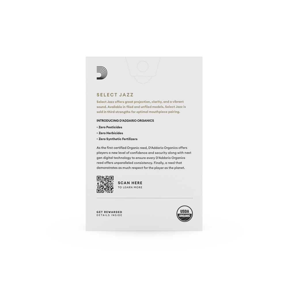 D'addario Woodwinds Organic Select Jazz Unfiled Alto Saksafon Kamışı - 3 Soft (10'lu Kutu) küçük görsel 6