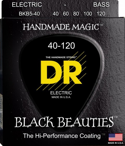 DR BKB5-40 Black Beauties Siyah 5 Tellİ Bas Gitar Teli (Light 40-120) küçük görsel 2