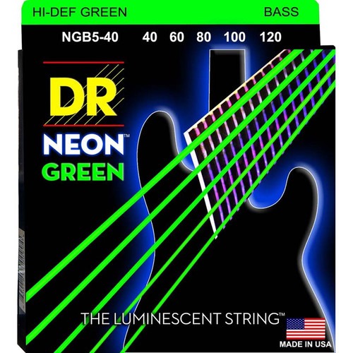 DR Hi-Def Neon Green K3 Coated NGB5-40 5 Telli Bas Gitar Teli