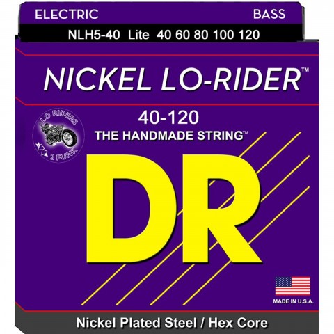 DR NLH5-40 Nickel Lo-Rider 5 Tellİ Bas Gitar Teli (Light 40-120) küçük görsel 2