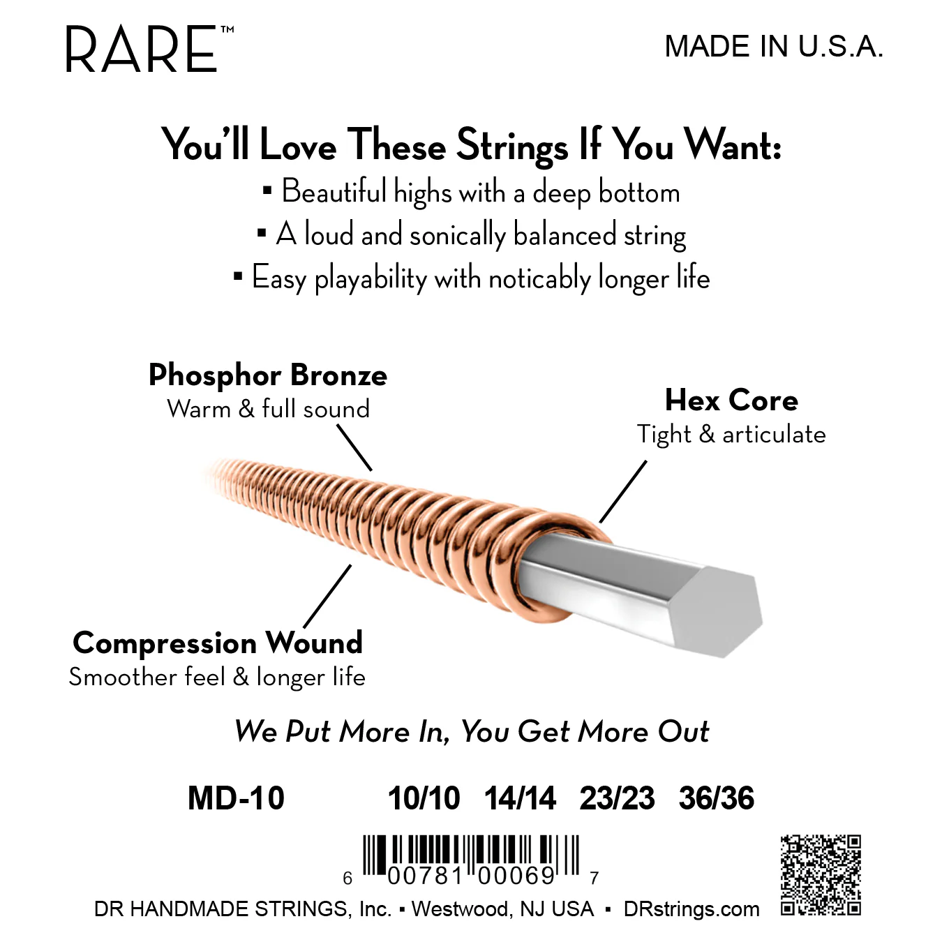 DR Rare Phosphor Bronze MD-10 Mandolin Teli küçük görsel 4