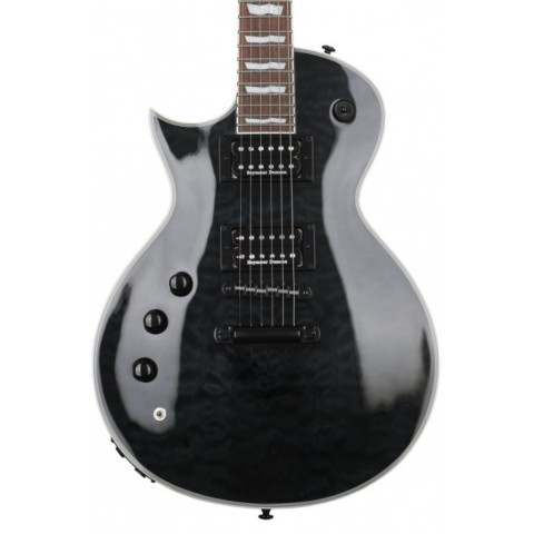 ESP LTD EC-1000 Piezo Quilted Maple Top See Thru Black Solak Elektro Gitar küçük görsel 4