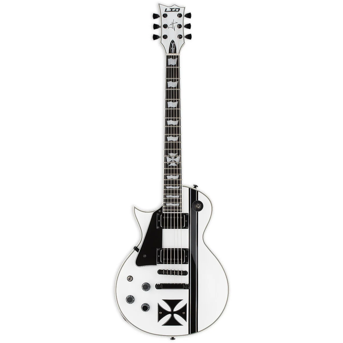 ESP LTD James Hetfield Signature Iron Cross Snow White Solak Elektro Gitar küçük görsel 8