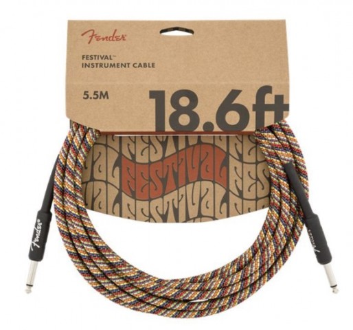 Fender Festival Düz/Düz Uçlu 5.5m Pure Hemp Rainbow Enstrüman Kablosu küçük görsel 2