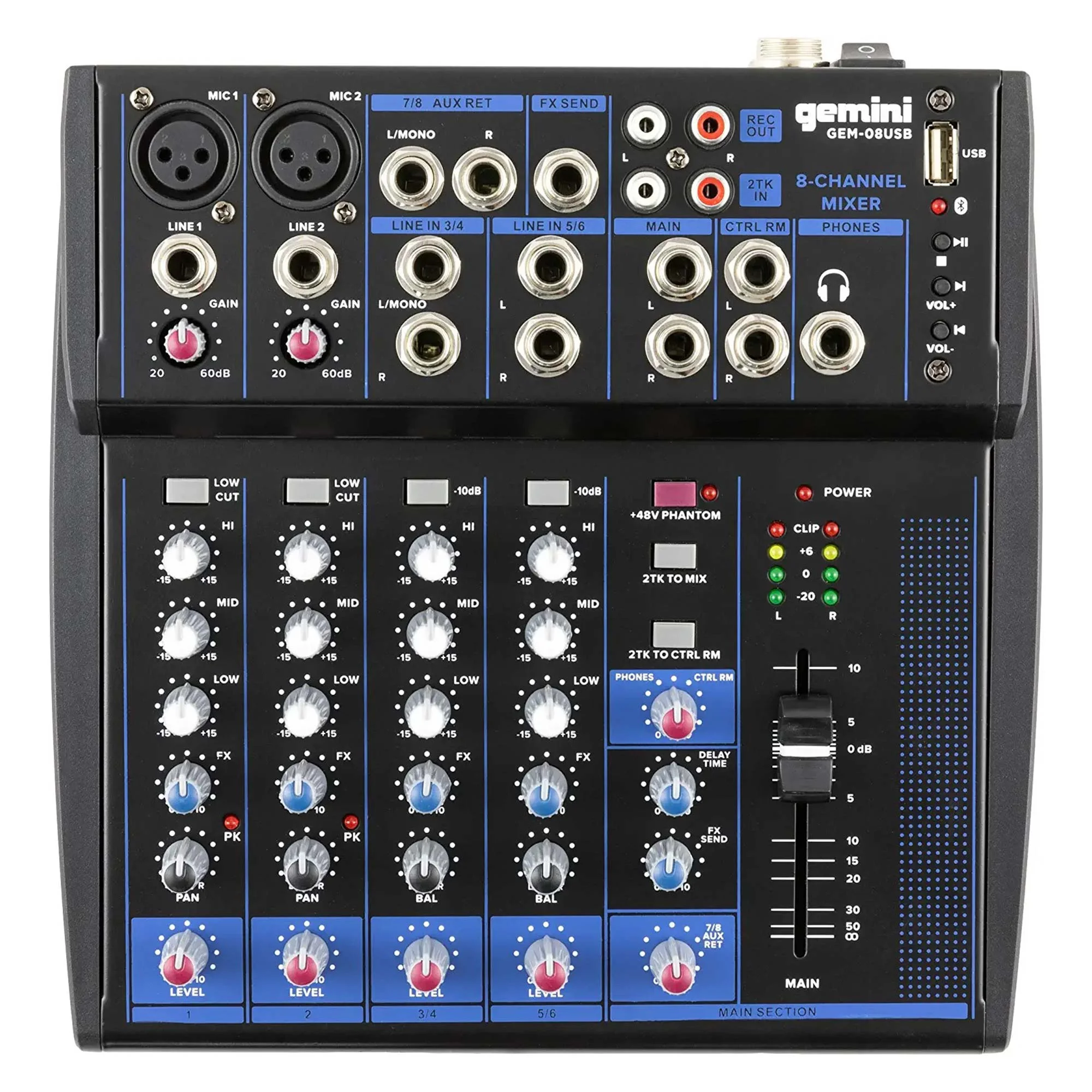 Gemini GEM-08USB 8 Kanal Mikser küçük görsel 6