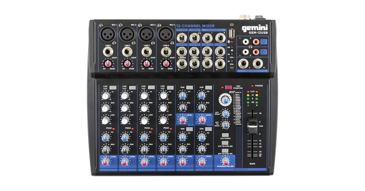 Gemini GEM-12USB 12 Kanal Mikser küçük görsel 2