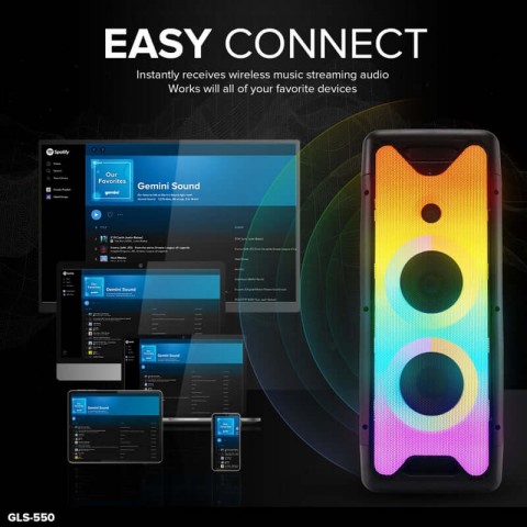 Gemini GLS-550 Taşınabilir Işıklı Bluetooth Hoparlör küçük görsel 5