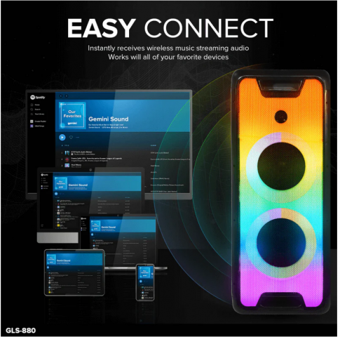 Gemini GLS-880 Taşınabilir Işıklı Bluetooth Hoparlör küçük görsel 5