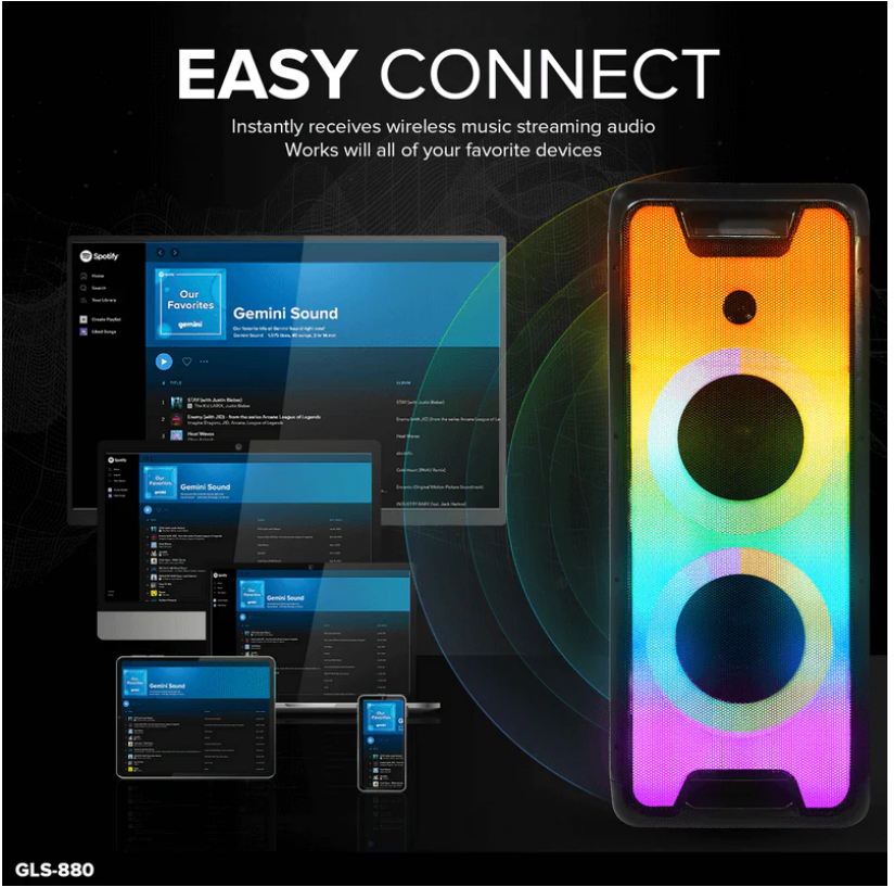 Gemini GLS-880 Taşınabilir Işıklı Bluetooth Hoparlör küçük görsel 12