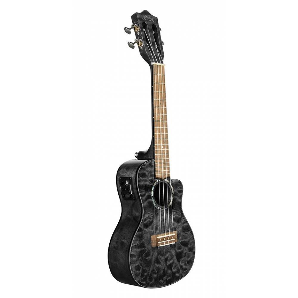 Lanikai QM-BKCEC Quilted Maple Concert Elektro Ukulele küçük görsel 2