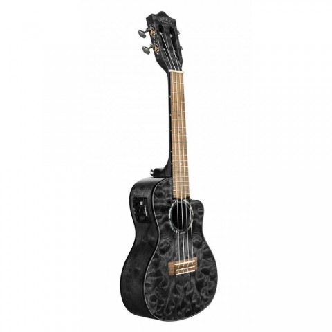 Lanikai QM-BKCEC Quilted Maple Concert Elektro Ukulele küçük görsel 6