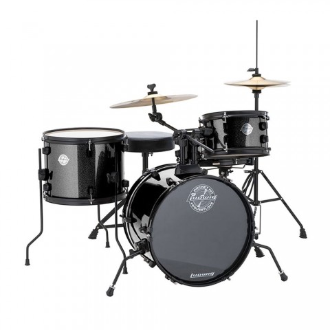 Ludwig The Pocket Kit By Questlove Black Sparkle Çocuklar için Akustik Davul Seti küçük görsel 2