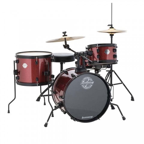 Ludwig The Pocket Kit By Questlove Wine Red Sparkle Çocuklar için Akustik Davul Seti küçük görsel 2