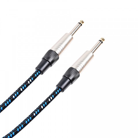 Madison Örgülü Kumaş Gitar Kablosu 6 Metre- SİYAH MAVİ ÇİZGİLİ küçük görsel 4