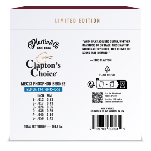 Martin MEC13LTD20 Eric Clapton's Choice Phosphor Bronze Akustik Gitar Teli (13-56) küçük görsel 4