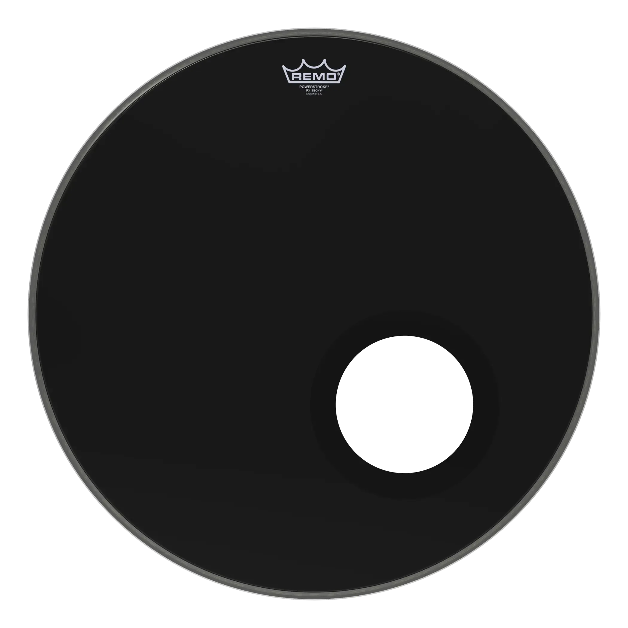 REMO POWERSTROKE® 3 EBONY® 22 İnç Siyah Delikli Bas Davul Derisi